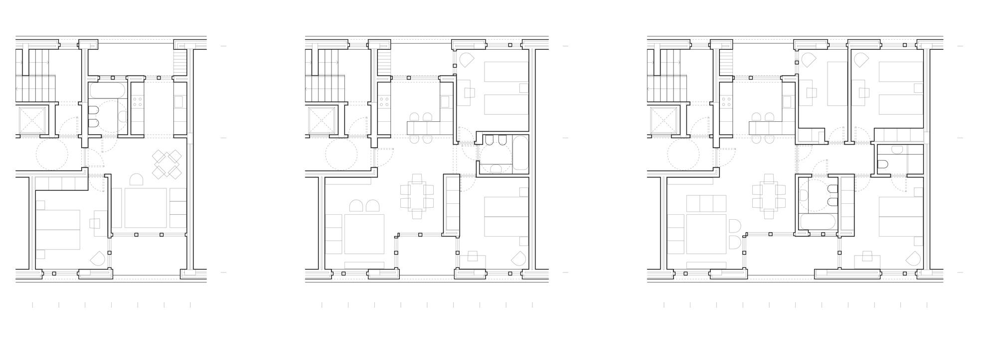 Apartment floor plan types for the Baldaya collective housing project