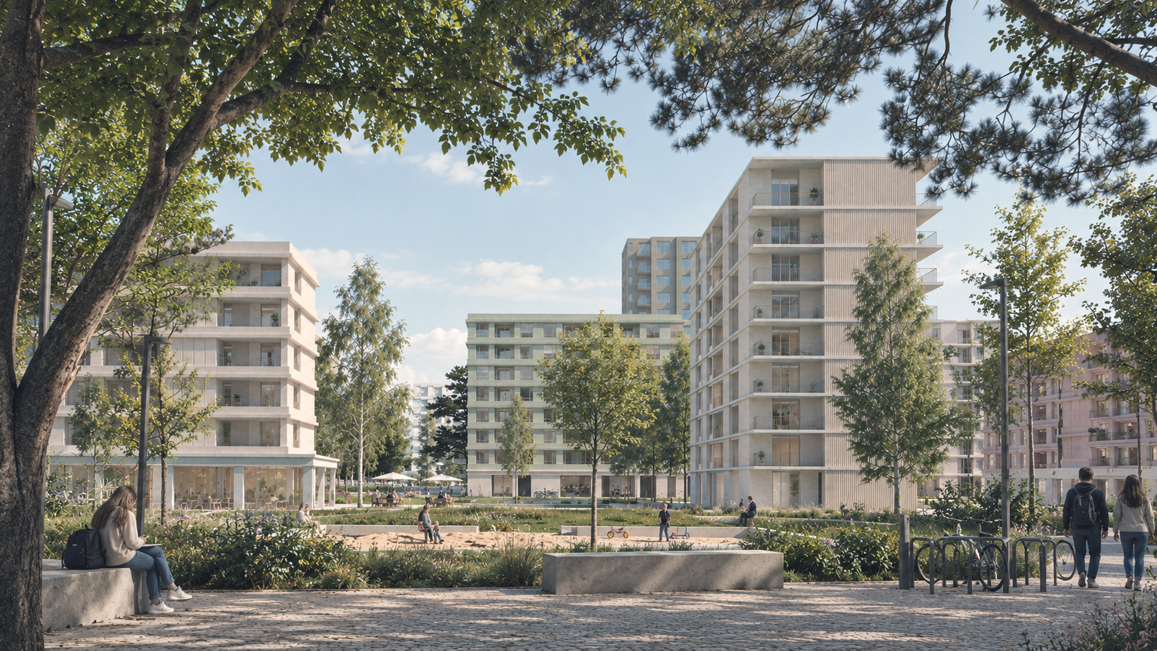 Public square and collective housing at Baldaya, Lisbon