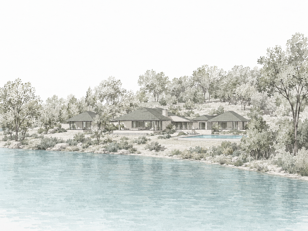 Lake House overlooking the reservoir and surrounding landscape, Portimão