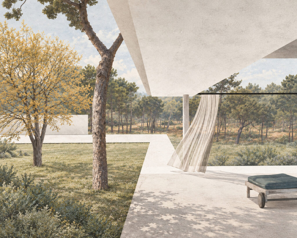 Shaded terrace and landscaped outdoor space at Summer Village Loulé