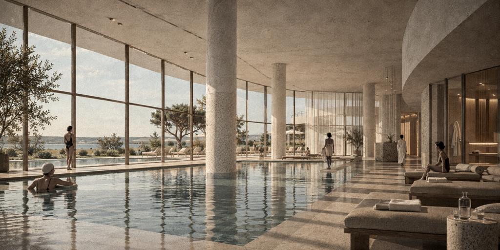 Hotel lobby and lounge overlooking the landscape at Pärnu Grand Hotel