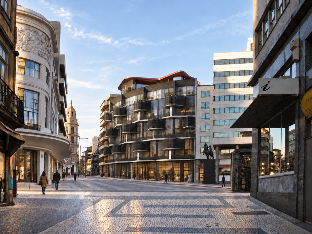 Street view of the Loop residential building integrated into the surrounding urban fabric