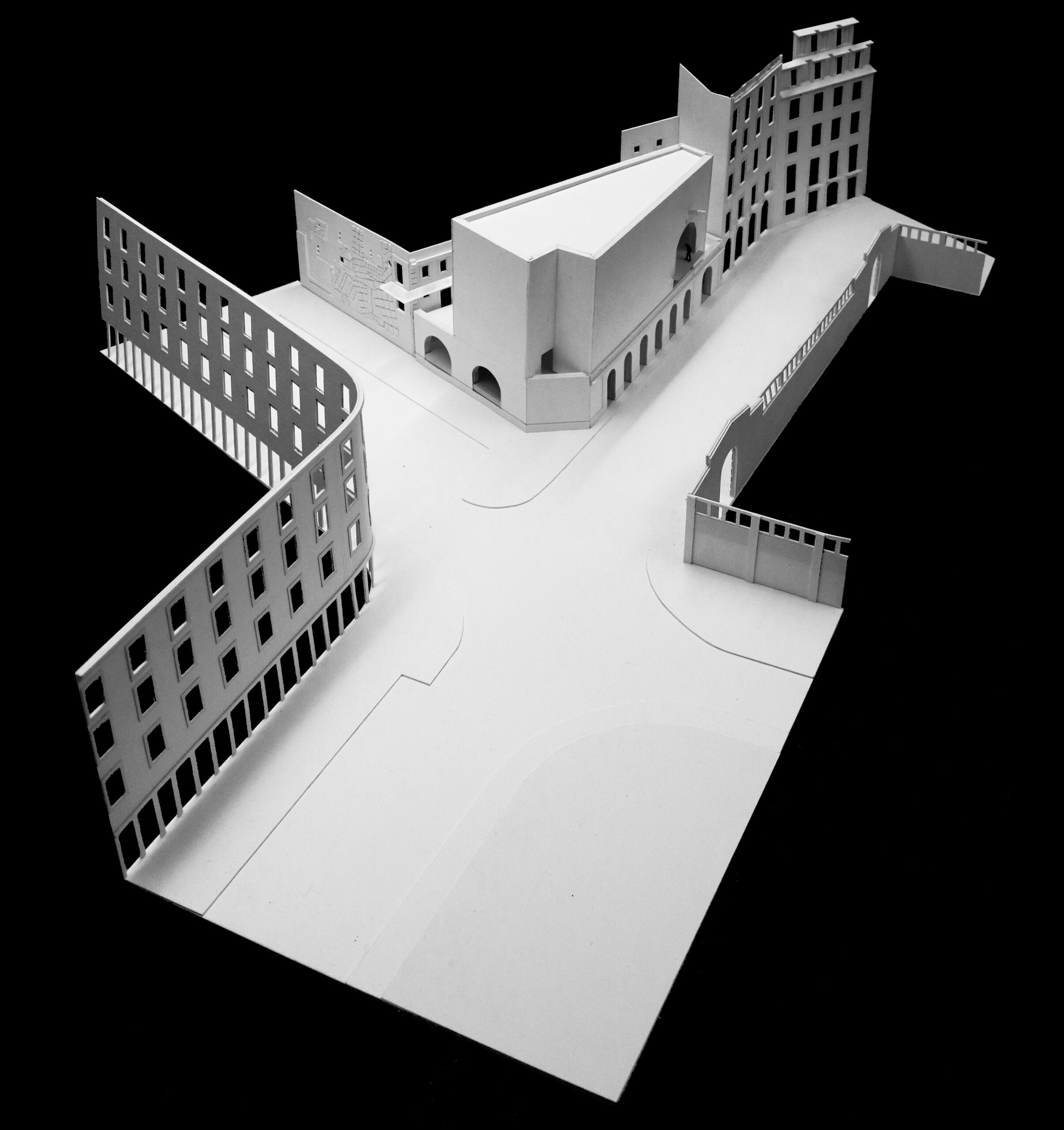 Physical model showing the new extension within the existing urban fabric at Ordem dos Arquitectos