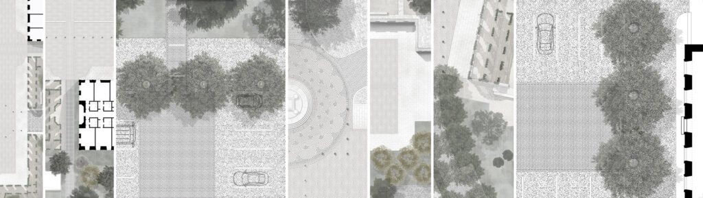 Architectural drawing showing the proposed terrace, garden layout and relationship with Queluz National Palace