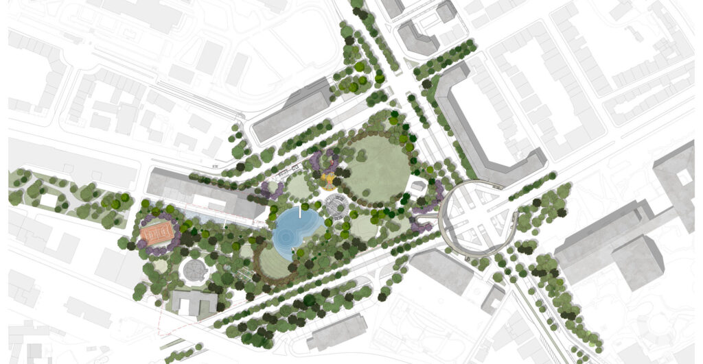 Site plan of Praça de Espanha Urban Park and surrounding urban fabric, Lisbon