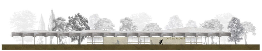 Landscape section through Praça de Espanha Urban Park, Lisbon