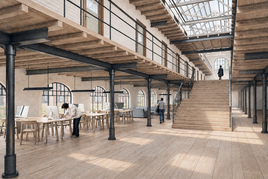 Cidade Universitária Student Residence, Lisbon – interior view of the converted stables