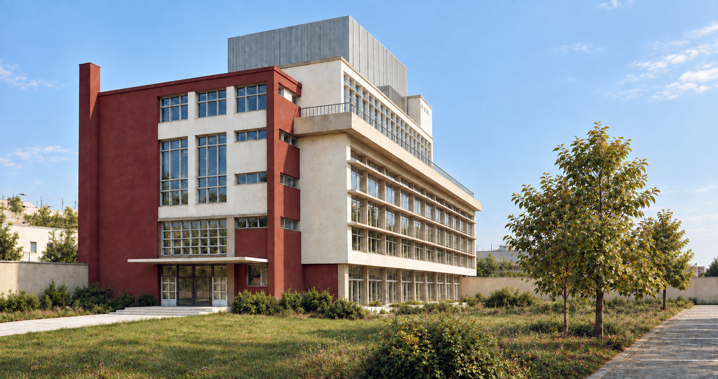 Exterior view of the Fergráfica Student Residence and landscaped surroundings, Lisbon