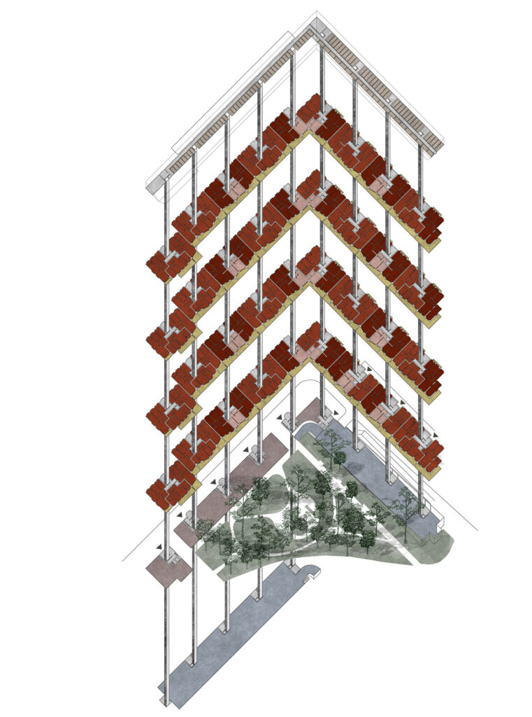 Rua do Monte Collective Housing, Setúbal – axonometric view