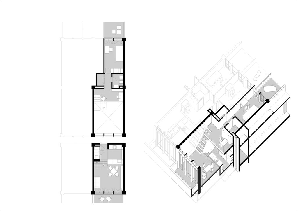 Diagram showing the different room and apartment typologies at the Fergráfica Student Residence